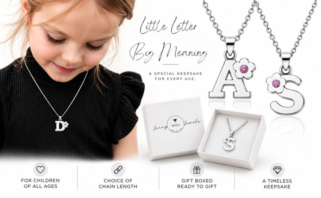 childrens personalised initial letter name necklace
