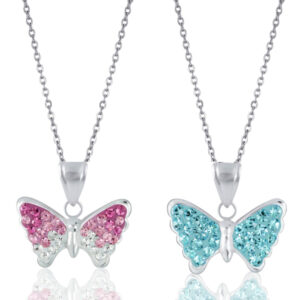 childrens necklaces sterling silver butterflies crystal butterfly