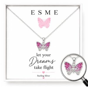 sterling silver girls butterfly necklace personalised