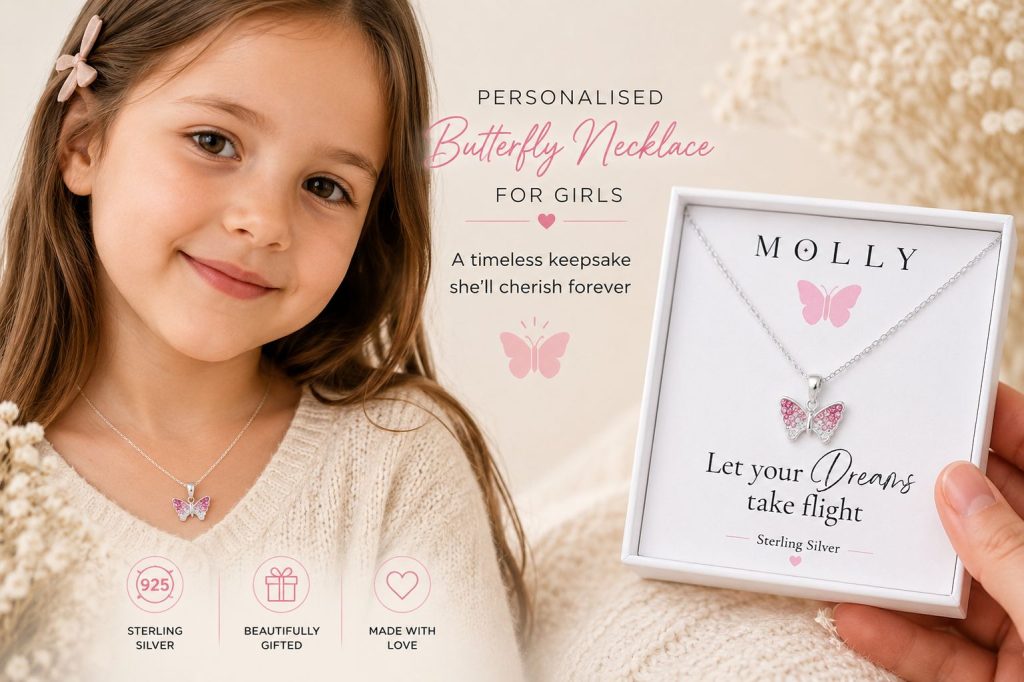 childrens sterling silver butterfly necklace