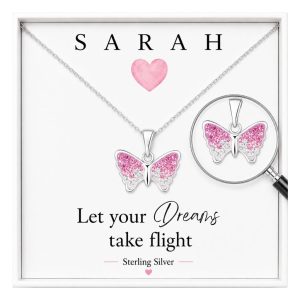 sterling silver butterfly necklace personalised gift for girls
