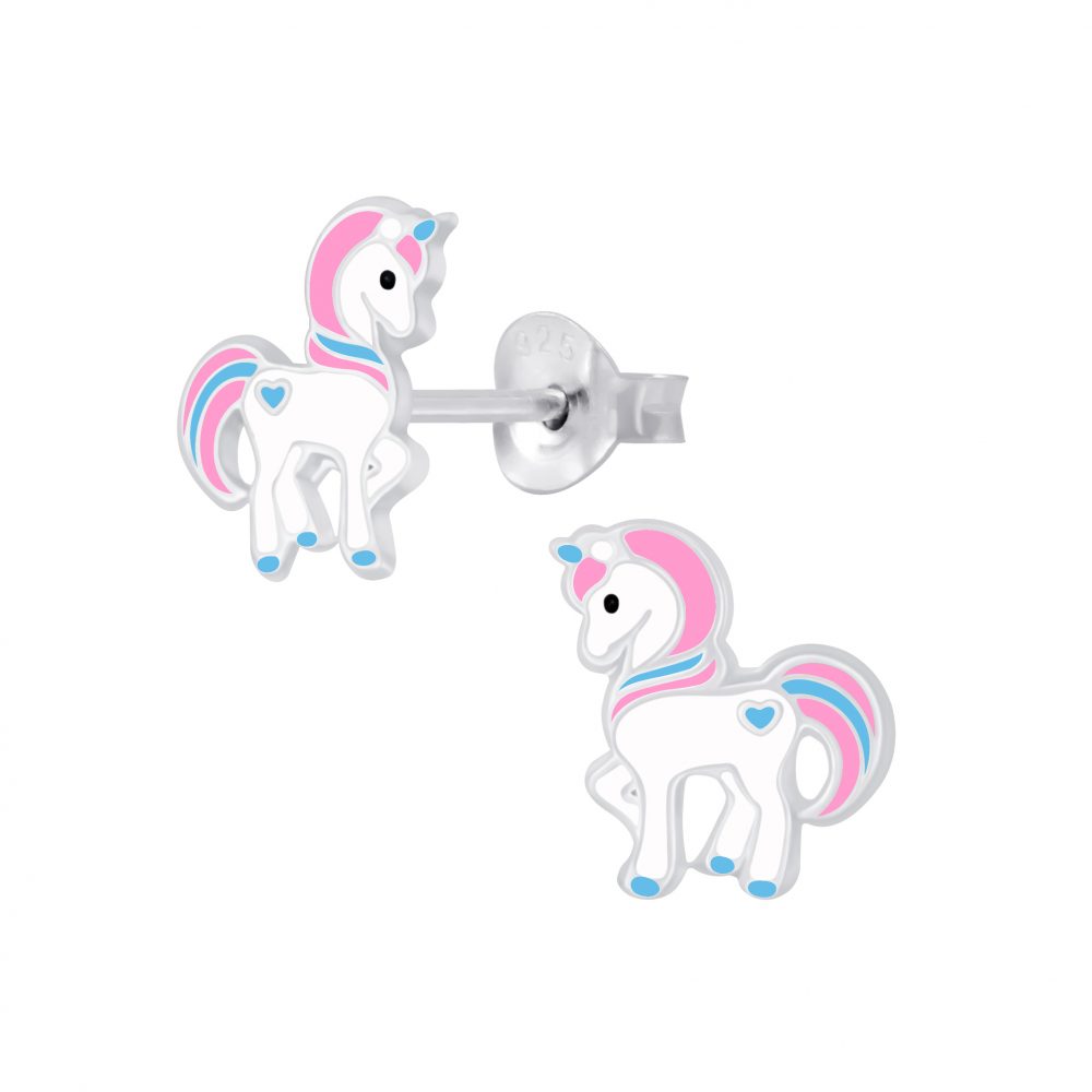 unicorn stud earrings for children sterling silver