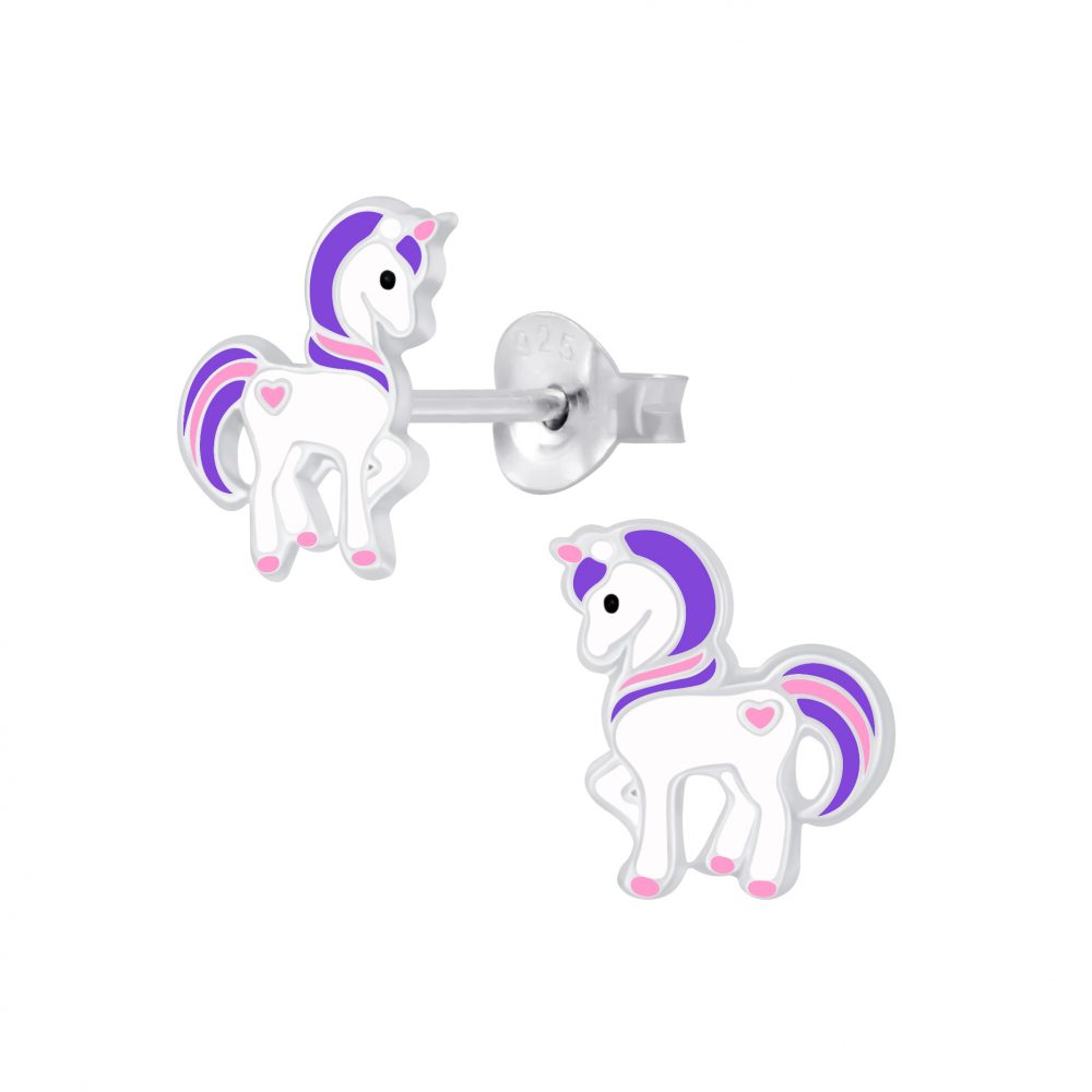 unicorn stud earrings for children sterling silver