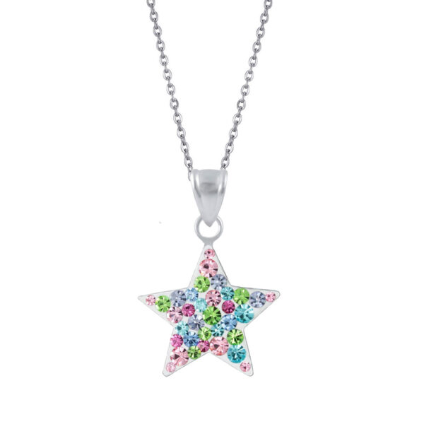 childrens multi crystal star necklace