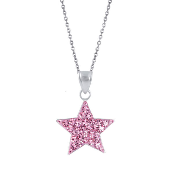 Childrens pink crystal star necklace