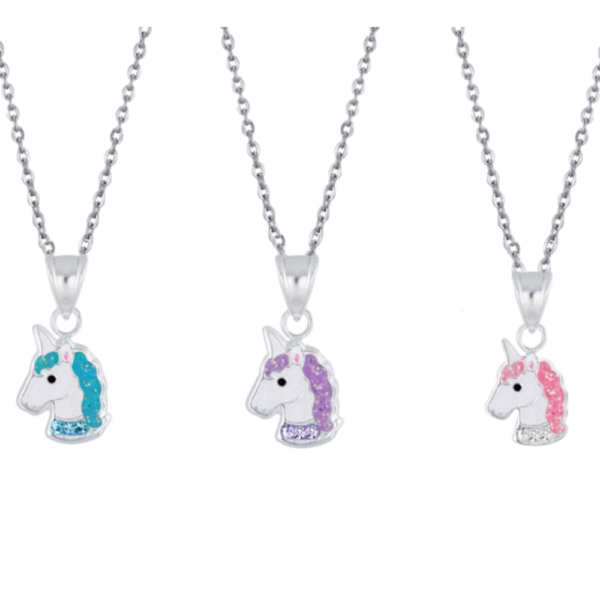 unicorn head children's necklace sterling silver