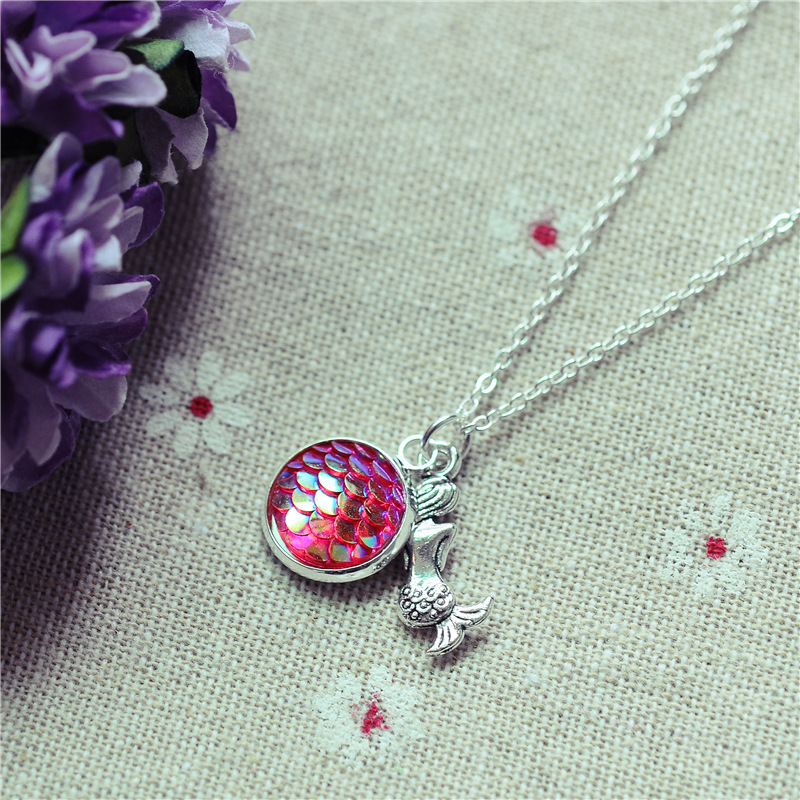 children's pink mermaid necklace
