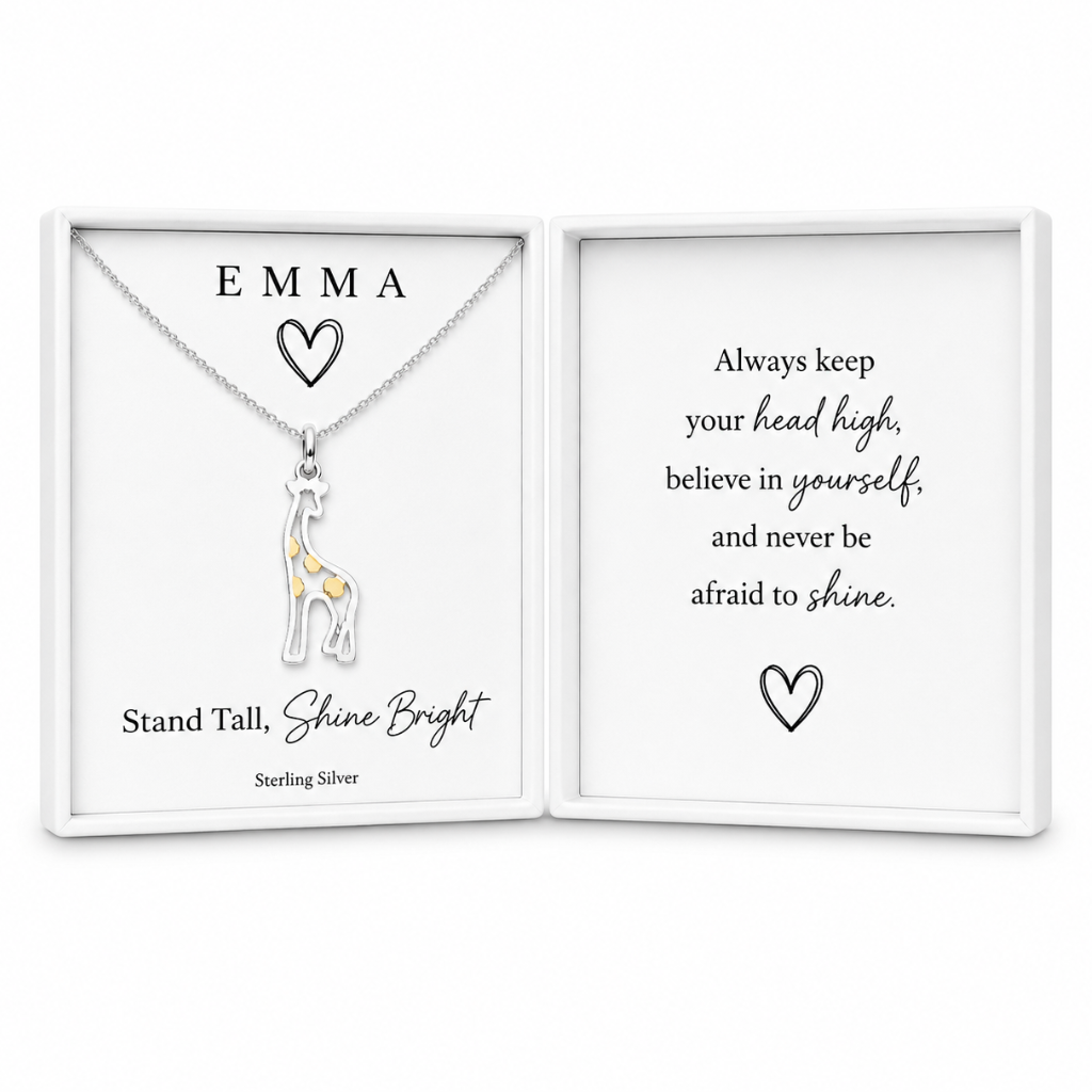 congratulations well done gift silver giraffe necklace