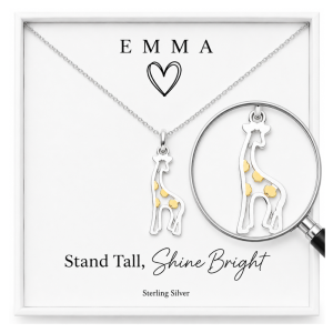 congratulations well done gift silver giraffe necklace