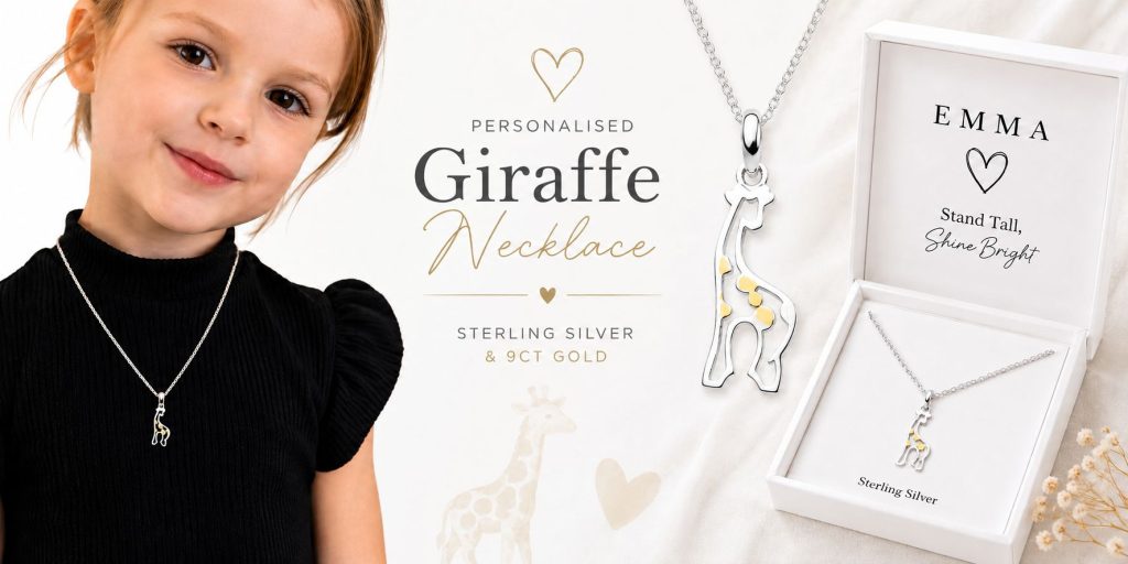 sterling silver giraffe necklace personalised