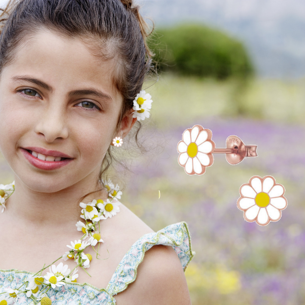 childrens daist stud earrings sterling silver jewellery for girls