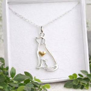 dog necklace sterling silver and gold