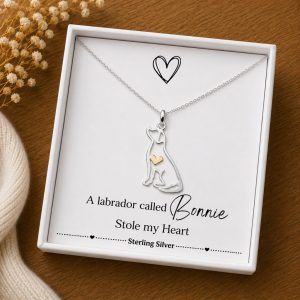 sterling silver dog necklace personalised dog name gift for dog lovrs gold heart