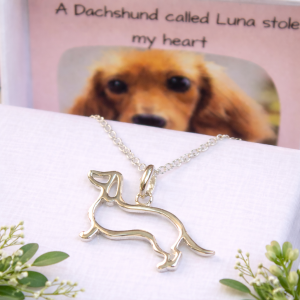 dachshund sausage dog silver necklace