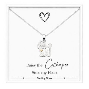 cockapoo cavapoo doodle dog necklace gift in sterling silver