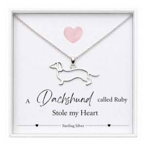 Sterling Silver Dachshund Necklace | Personalised Sausage Dog Gift