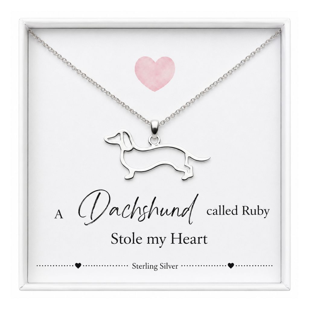 sterling silver dachshund necklace dog lover jewellery gift personalised name