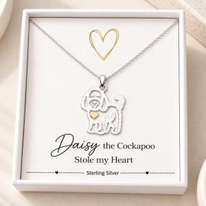sterling silver cockapoo doodle dog necklace