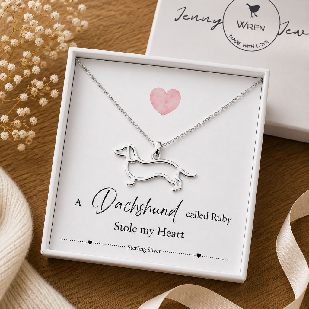 Sterling Silver Dachshund Necklace | Personalised Sausage Dog Gift