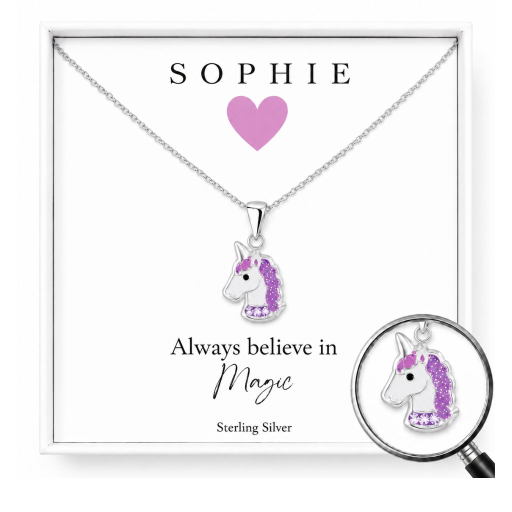 childrens sterling silver unicorn necklace gift