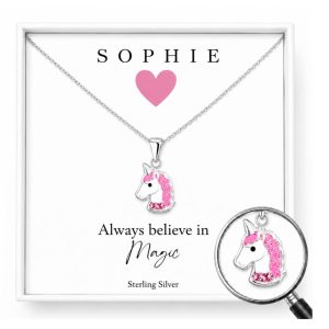 childrens sterling silver unicorn necklace gift