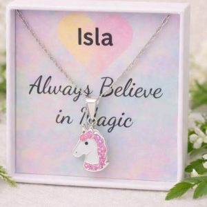 children's unicorn necklace name personalised
