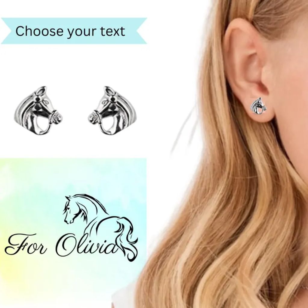 Children girls horse stud earrings gift