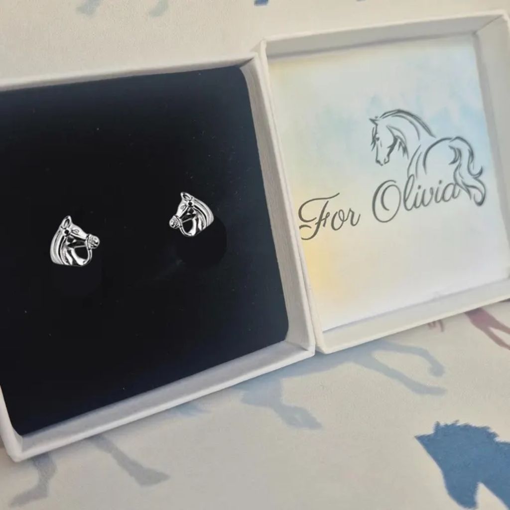 Children girls horse stud earrings gift