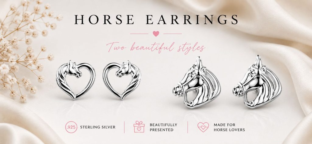 sterling silver horse stud earrings