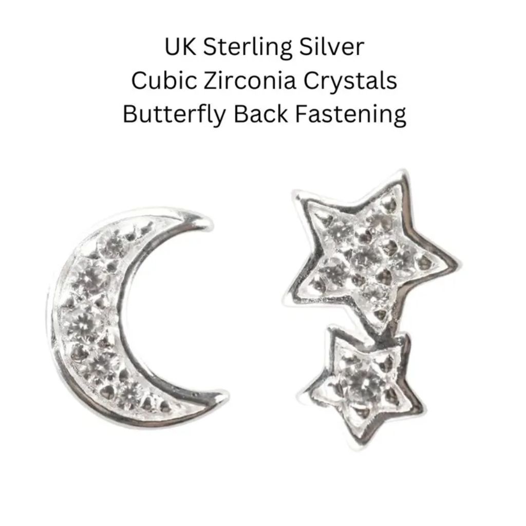 moon and star stud earrings