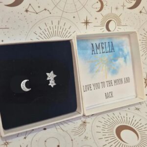 moon and star stud earrings