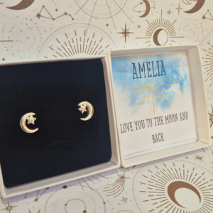 moon star stud earrings sterling silver