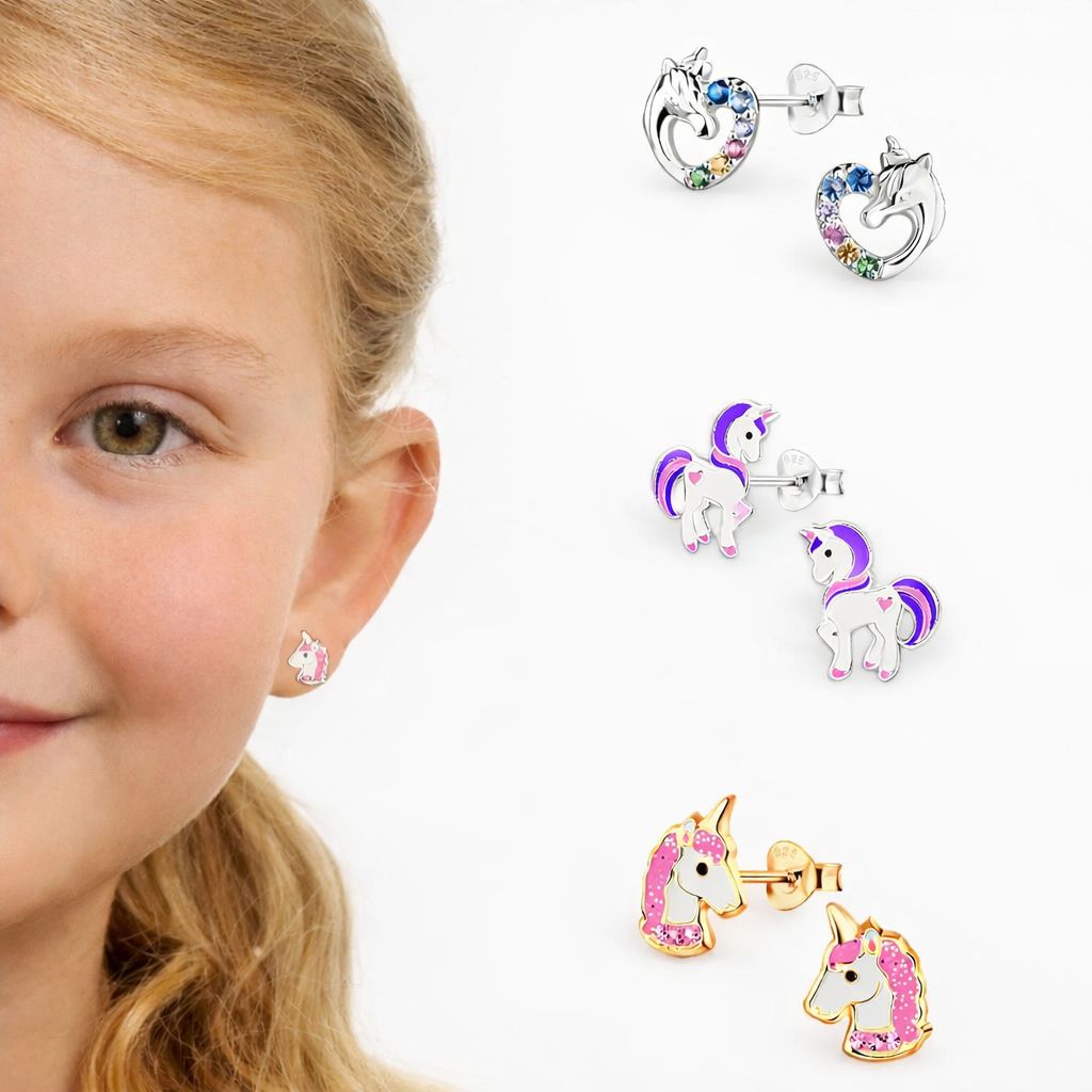 Personalised Sterling Silver Girls Unicorn Stud Earrings – Gift Boxed - Image 2