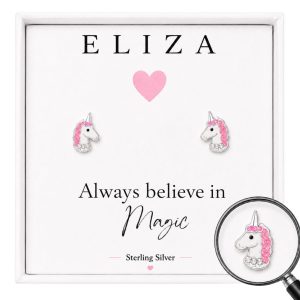 childrens sterling silver unicorn stud earrings
