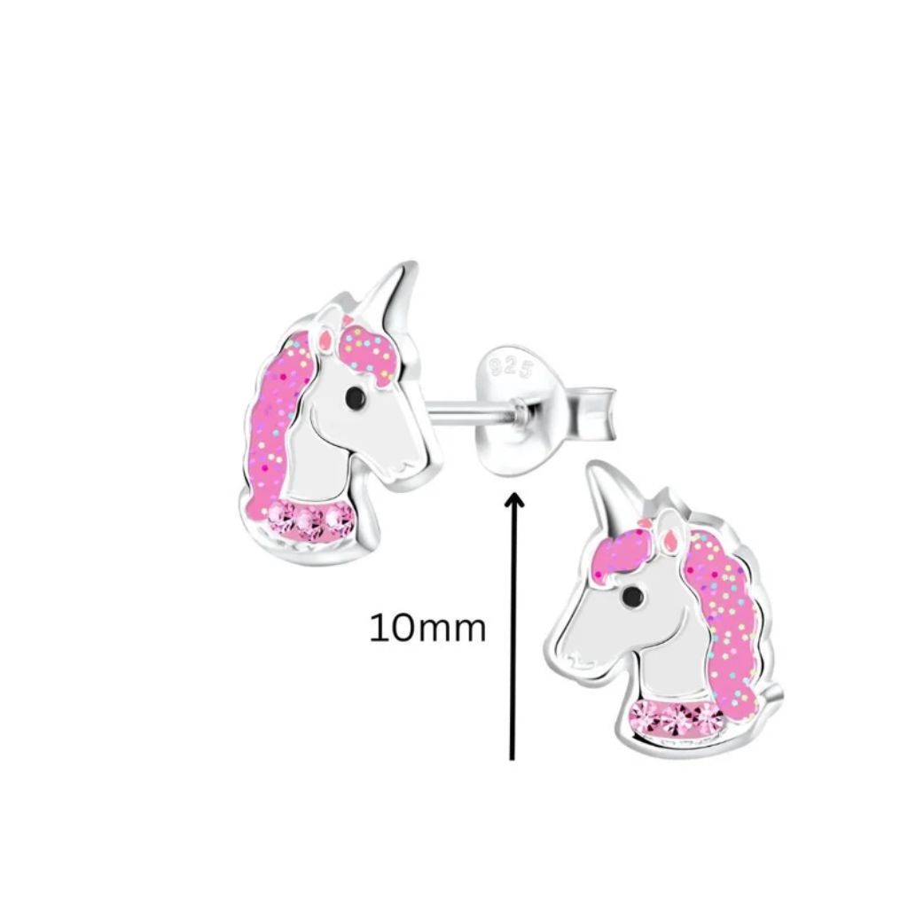 silver unicorn stud earrings