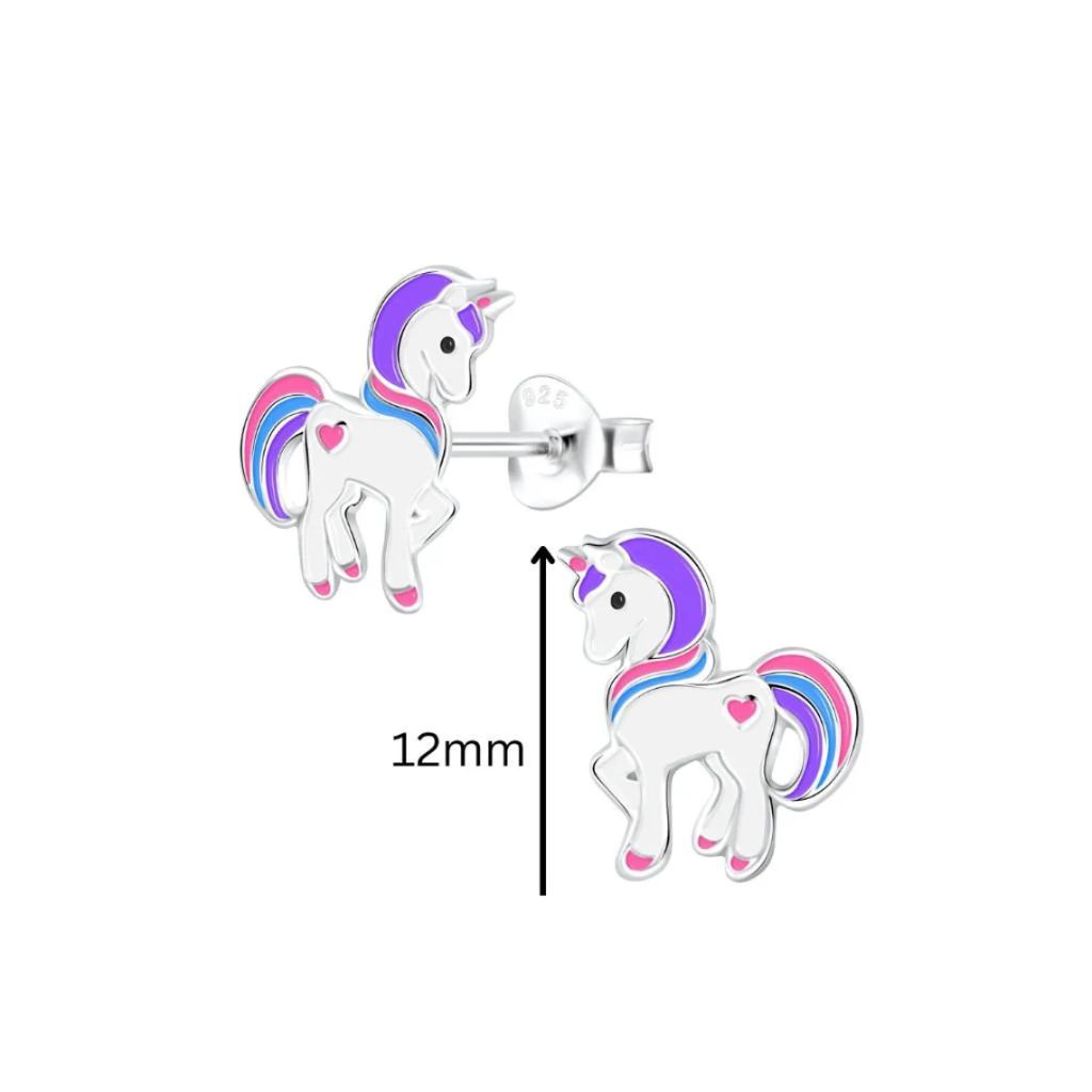 silver unicorn stud earrings