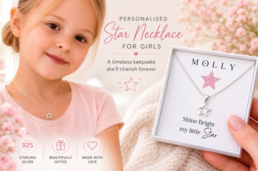 childrens sterling silver star necklace personalised jewellery