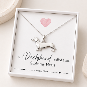 dachshund dog necklace name jewellery gift sterling silver
