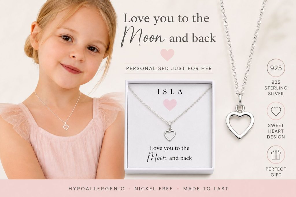 heart necklace sterling silver for children