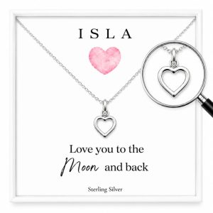 sterling silver heart necklace personalised name gift