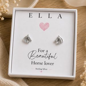 horse head stud earrings sterling silver name jewellery