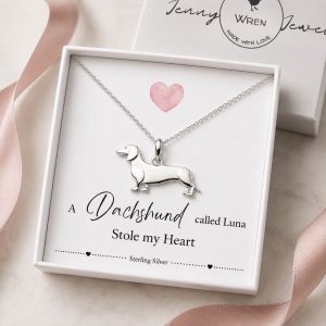 Sterling Silver Dachshund Necklace | Personalised Sausage Dog Gift