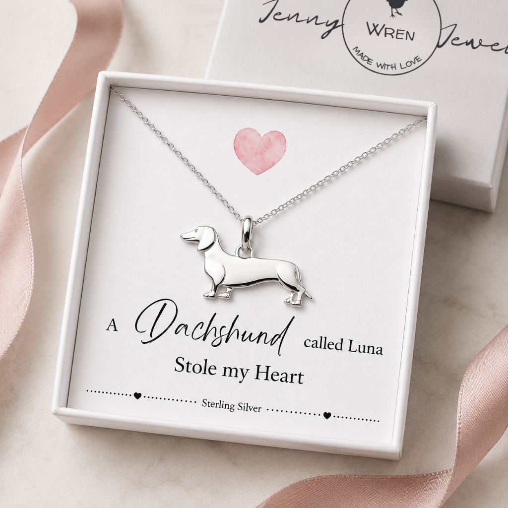 Sterling Silver Dachshund Necklace | Personalised Sausage Dog Gift
