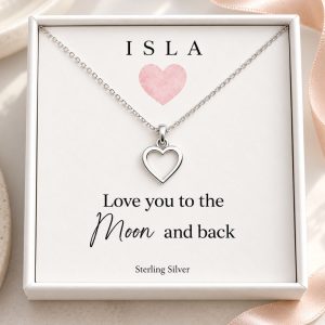 sterling silver heart necklace love you to the moon and back