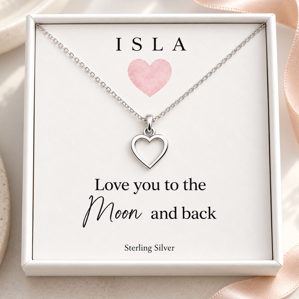 sterling silver heart necklace love you to the moon and back