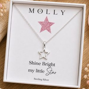 sterling silver star necklace personalised name jewellery gift for girls