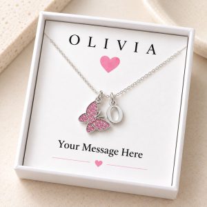 children letter name butterfly necklace