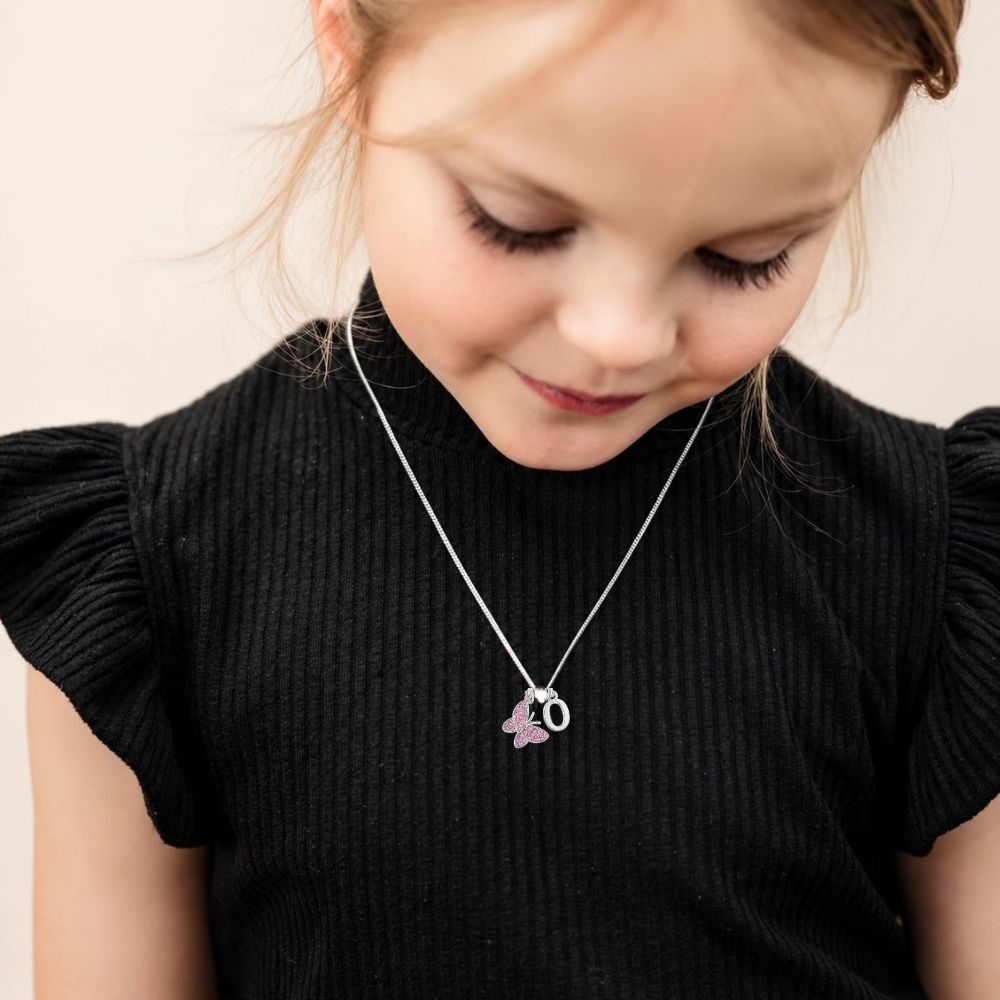 children's butterfly and initial letter necklace gift for girls custom message