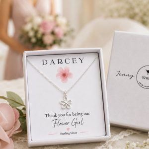 flower girl bridesmaid necklace sterling silver personalised