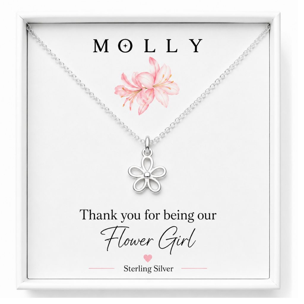 sterling silver flower girl bridesmaid necklace